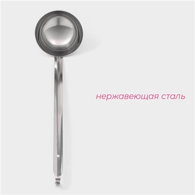 Половник Доляна Everyday, 300 мл, 44×10.5 см, нержавеющая сталь, серебристый