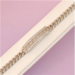 Браслет родий  H01-14011 длина 18 см.