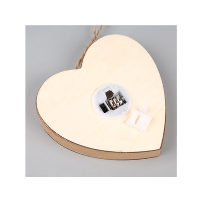 Ёлочная игрушка «Сердце со Снегурочкой», 11×2.5×10.5 см, 1 LED, от батареек, свечение тёплое белое