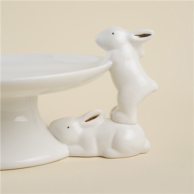 Блюдо сервировочное керамическое SL Home «Лесные кролики», 30.5×25×15.5 см, цвет белый