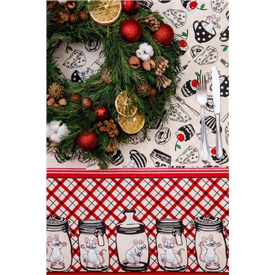 Скатерть Мари Санна Мыши в банках 150х180 НАТАЛИ, 730018