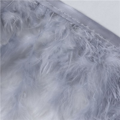 Перья индюка декоративные, на ленте, 13-17 см, 5±0.5 м, светло-серые