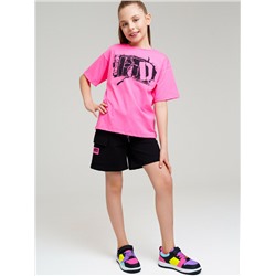 Комплект трикотажный для девочек: фуфайка (футболка), шорты