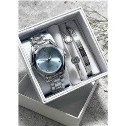 Подарочный набор для женщин часы, 2 браслета + коробка #22853312