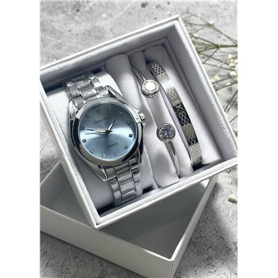 Подарочный набор для женщин часы, 2 браслета + коробка #22853312