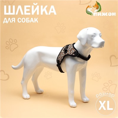 Шлейка К7, размер XL, ОГ 74-92 см, вес 28-47.5 кг, мягкая, светоотражающая, леопард