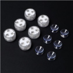 Светильник водонепроницаемый, мини, RGB, IP68, 3×1.9 см, от CR2032, пульт, 6 шт.