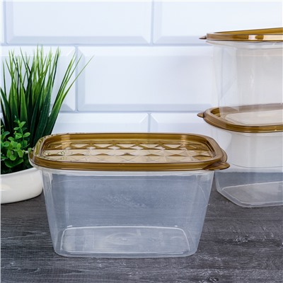 Контейнер прямоугольный 3 штуки / P1 /уп 80/17x11x9 см высокий