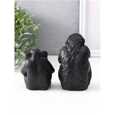 Набор фигурок «Обезьяны», 2 шт., 6.5×6.5×10 см, 6.5×5.5×7.5 см, чёрный