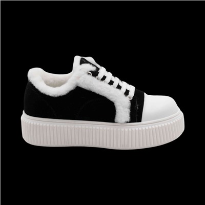 Кроссовки из натуральной кожи на меху А44-1 черные