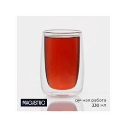 Стакан Magistro «Поль Квадро», 330 мл, с двойными стенками, 8.5×8.5×12 см, стекло, прозрачный