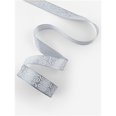 Лента атласная «Узоры», 25 мм, 23±1 м, тёмно-серая №059