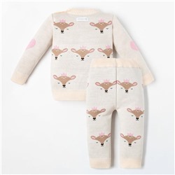 Костюм для девочки вязаный «Крошка Я» Cutie, рост 68-74 см, бежевый