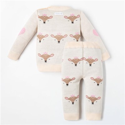 Костюм для девочки вязаный «Крошка Я» Cutie, рост 68-74 см, бежевый