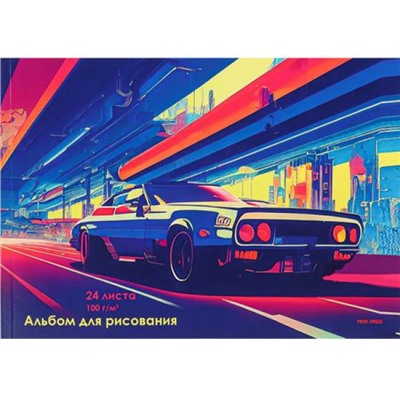 Альбом для рисования 24л на склейке "АВТО В МЕГАПОЛИСЕ" 24-3770 Проф-Пресс