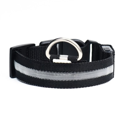 Ошейник с подсветкой размер S, ОШ 35-43×2.5 см, 3 режима свечения чёрный