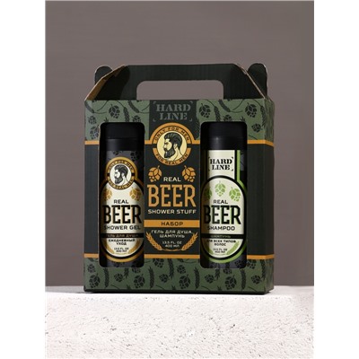 Подарочный набор косметики Real Beer, гель для душа и шампунь для волос HARD LINE, 2×400
