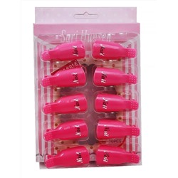 Nail Art Зажим-прищепка для снятия искусственных покрытий, 10 шт/уп, розовый 8097