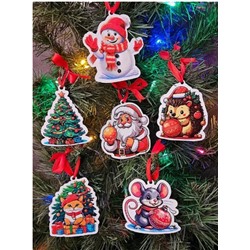 Елочные украшения Деревянные подвески на елку