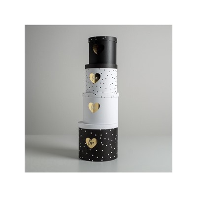 Набор коробок для цветов 4 в 1, упаковка подарочная, «Чёрно-белый», 14×14×13 см - 20×20×17.5 см