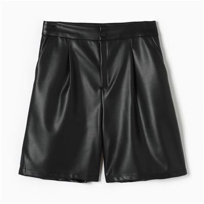 Шорты женские кожаные MIST Base, размер 46, чёрные