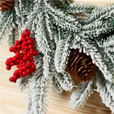 Венок новогодний d=36 см «Зимнее волшебство. Уютная сказка» веточки в снегу