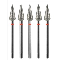 MANITA Фреза алмазная капля большая для аппаратного маникюра 856.104.260.125.050 ФАК-5,0 12,5М, красная насечка, ø 5,0 мм, 5 шт. 28348