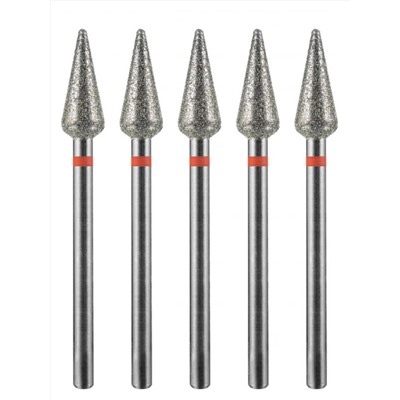 MANITA Фреза алмазная капля большая для аппаратного маникюра 856.104.260.125.050 ФАК-5,0 12,5М, красная насечка, ø 5,0 мм, 5 шт. 28348