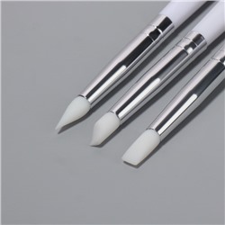 Набор для наращивания и дизайна ногтей: силиконовая кисть - дотс 2 шт., силиконовая кисть - пушер, белый