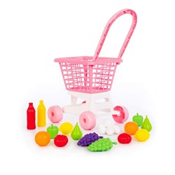 Полесье Тележка "Supermarket" №1 (розовая) + набор продуктов (в сеточке)