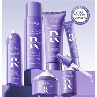 Набор для лица антивозрастной с ретинолом и гиалуроновой кислотой 6 средств в подарочной коробке BIOAQUA