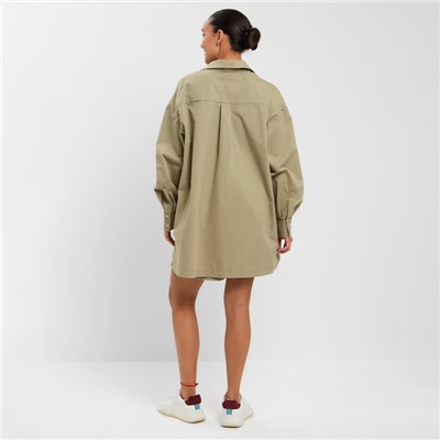 Костюм женский (рубашка, шорты) MINAKU: Oversize, зелёный, размер 44