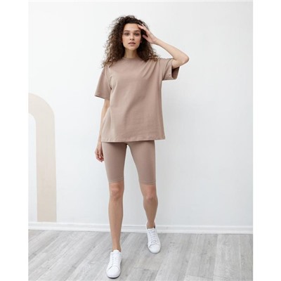 Футболка женская MINAKU OVERSIZE FIT, коричневая, размер 50