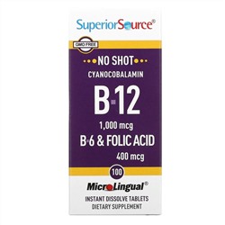 Superior Source, Cyanocobalamin B-12, 1,000 mcg, 100 Instant Dissolve Tablets
