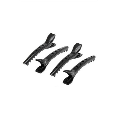 Dewal Зажим для волос крокодил JB0024, пластик, черный, 12,5 см, 4 шт. KRISTALLER, 1127084