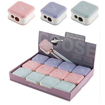 Точилка пластиковая с контейнером два отверстия "МОРАНДИ" ассорти 35-0072 Bruno Visconti