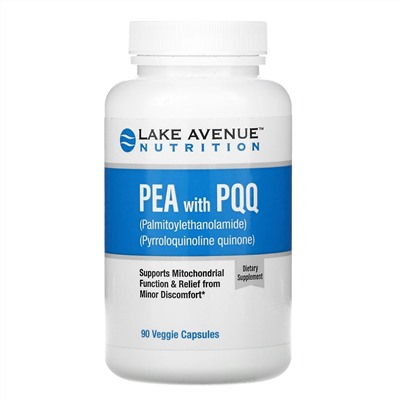 Lake Avenue Nutrition, ПЭА 600 мг, PQQ 20 мг, 90 растительных капсул