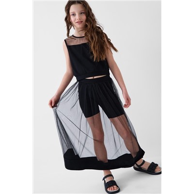 Комплект трикотажный для девочек: фуфайка (футболка), юбка-шорты PLAYTODAY, 1240339