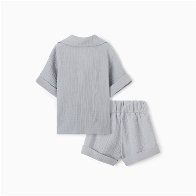 Костюм детский (рубашка и шорты) «Крошка Я», рост 68-74, серый