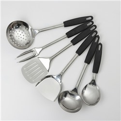 Набор кухонных принадлежностей «Ночь», 6 предметов, на подвесе, серебристый
