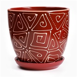Горшок для цветов «Абстракция», 2.5 л, d=19 см, h=18 см, керамический, с поддоном, красный
