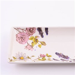 60267 Блюдо сервировочное прямоугольное Розовый сад доломит LR (х24)