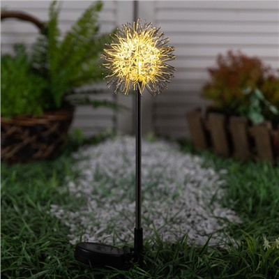 Садовый светильник «Морской ёж», уличный, на солнечной батарее, 70 см, 1 LED, свечение тёплое белое