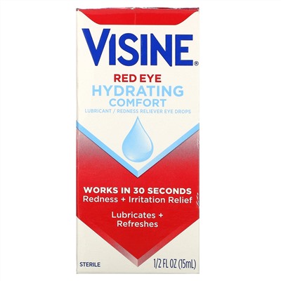 Visine, Red Eye, Hydrating Comfort, Lubricant/Redness Reliever Eye Drops, 1/2 fl oz (15 ml)