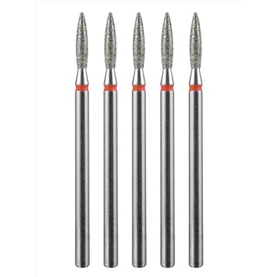 MANITA Фреза алмазная пламя острое удлиненное для аппаратного маникюра 856.104.243.100.021 ФАП-2.1 10М, красная насечка, ø 2,1 мм, 5 шт. 28342