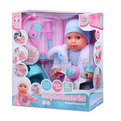 Пупс "Сашенька" доктор (пьет, писает) с аксессуарами, в коробке