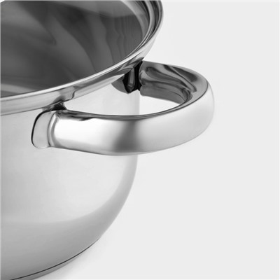 Кастрюля Доляна «Классика», 2.2 л, d=19 см, капсульное дно, нержавеющая сталь