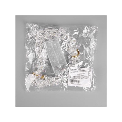 Гирлянда «Нить» 2 м роса с насадками «Кристалл», IP20, нить серебристая, 20 LED, батарейки AAx2 (не в комплекте), 2 режима, свечение тёплое белое