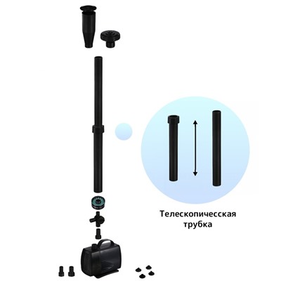 Фонтан садовый с подсветкой LED-10000FP, 100 Вт, h=6 м, 6500 л/ч, 30 LED-ламп, кабель 5 м