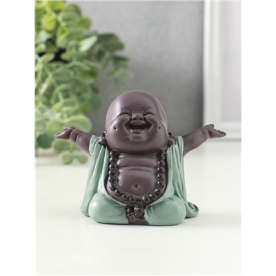 Фигурка полистоун «Счастливый хотей - приветствие солнца», зелёно-коричневый, 5×10.5×7.5 см